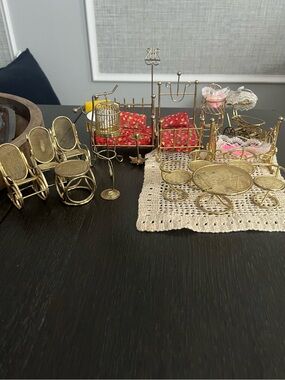 Miniature Brass Dollhouse Furniture Bedroom, Kitchen, Rocking Chairs and More!